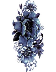 Deep Blue Flower (Fake Tattoo)