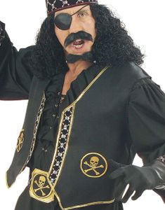 Svart Piratväst med Broderi