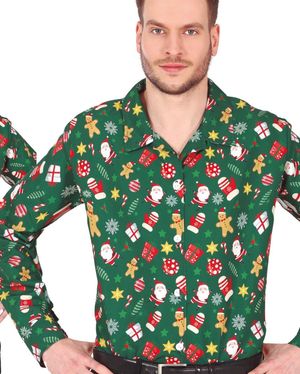 Skjorte med Forskjellige Julemotiver til Mann