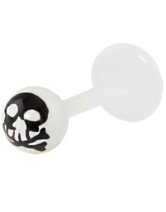 Labret m/Dödskalle - Vit/Svart - Strl 1,2x8x4mm