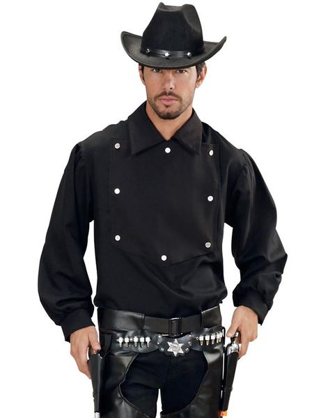 Svart Cowboyskjorta med Silverfärgade Knappar