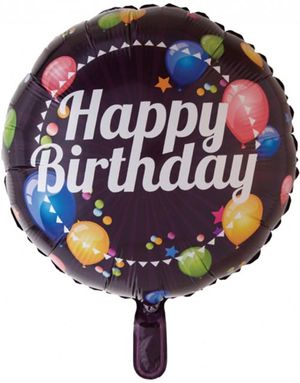 Happy Birthday - Rund Folieballong med Ballongmotiv 46 cm