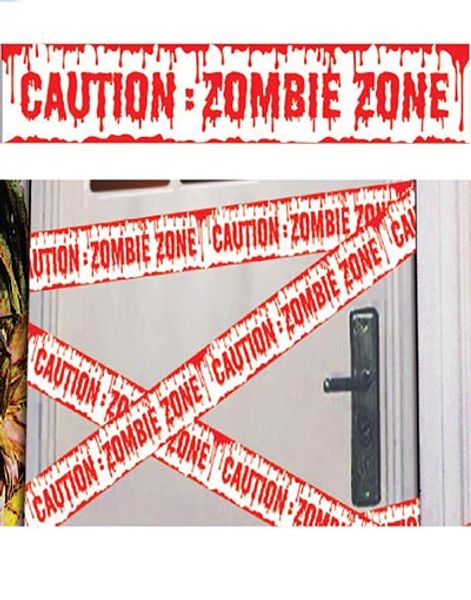 Caution Zombie Zone - Avspärrningsband i Plast 6 meter