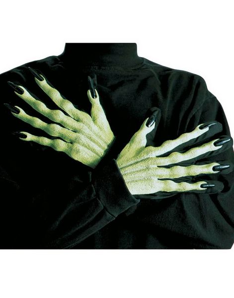 Svarta Handskar med Gröna 3D-häxhänder 