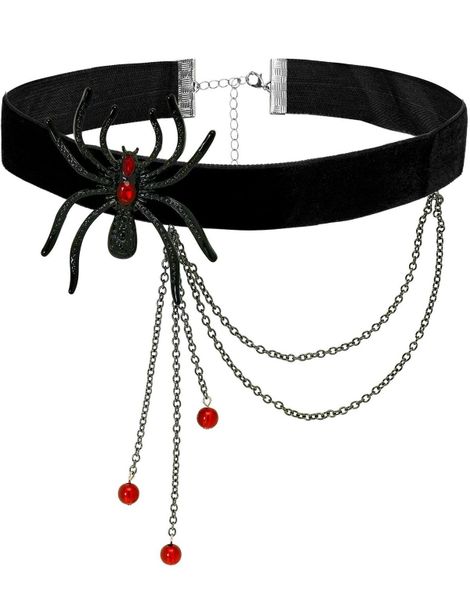 Choker med Edderkopp og Røde Stener