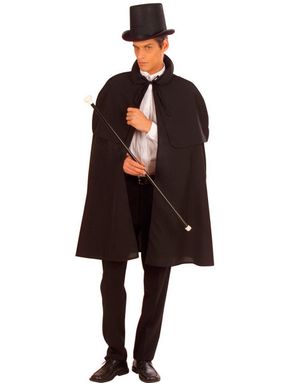 Svart Cape med Axelkåpa - 100 cm