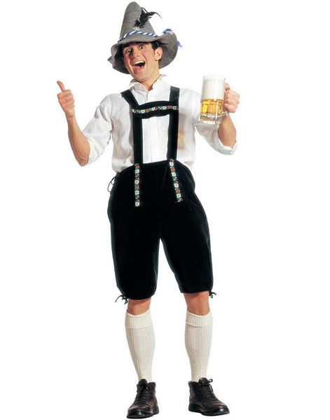 Lederhosen - Hängselbyxa För Oktoberfest - Mörkgrön