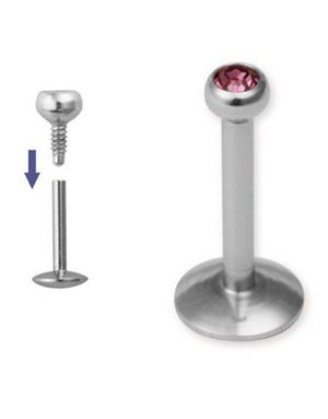 Madonna Labret med Rosa Sten - 1.2 x 8 mm