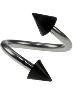 Curve Ögonbrynspiercing med Svarta Spikes - 1.2 x 8 mm