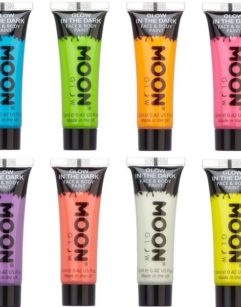 VÄLJ BLAND 8 FÄRGER - Glow in the Dark Ansikts- och Kroppsfärg 12 ml