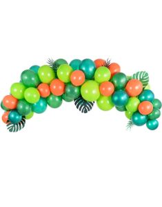 Grønn og Orange Ballong Buesett 2 Meter - 61 Deler