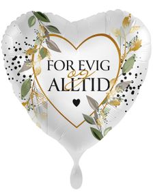 Hjärtformad "FÖR EVIG och ALLTID" Blomster Folieballong 43 cm