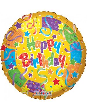 Happy Birthday - Folieballong med Motiv av Partykonfetti 46 cm