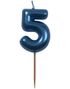Tallet 5 - Metallisk Blått Kakelys - Liten 5 cm