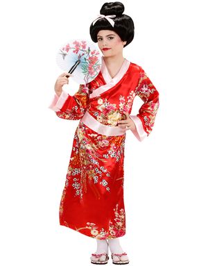 Röd Geisha Maskeradklänning (Barn)