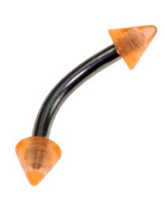 Banan Ögonbrynspiercing med Orange Spike Kulor - 1.2 x 8 mm