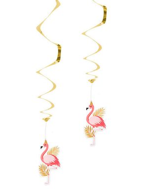 2 stk Hängande Dekorationer med Holografisk Guldmotiv - Flamingo Gold