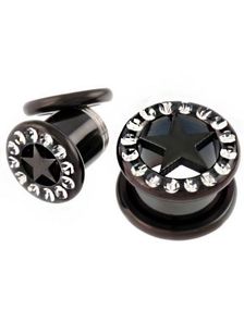 Stardom - Svart Piercing Tunnel med Stenar