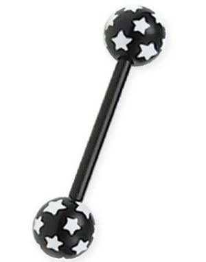 Multi Stars - Svart Tungpiercing