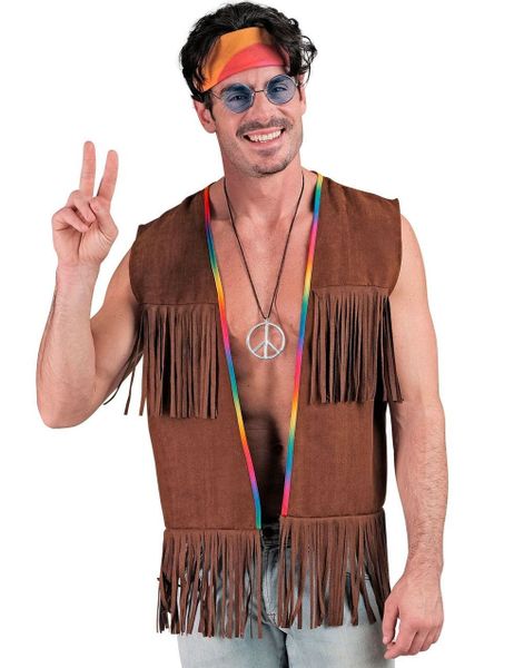 Frynsete Hippie Kostymevest til Herre