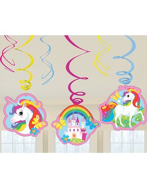 6 stk Hängande Dekorationer - Unicorn Dream