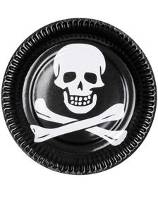 6 stk Svarta Pirat Papptallrikar - Pirates of the Seven Seas
