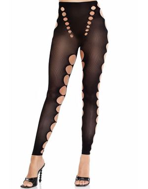 Sømløse ugjennomsiktige tights med cut-outs – svart