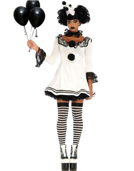 Pierrot Clown - Clownmaskeraddräkt Till Dam