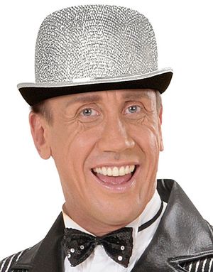 Silverfärgad Bowlerhatt med Satängband