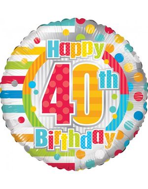 Happy 40th Birthday - Folieballong 46 cm