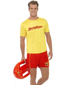 Licensierad Gul och Röd Baywatch Livvakt Dräkt till Man