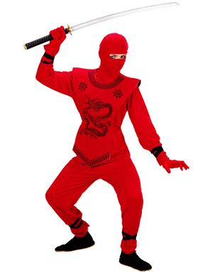 Röd Ninjadräkt med Drakmotiv (Barn)