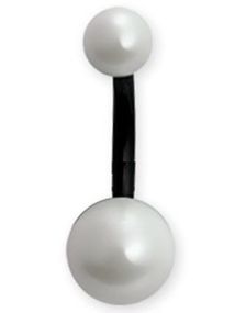 Svart Navelpiercing med Vita Pärlor
