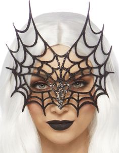 Svart Spindelväv Ögonmask med Glitter