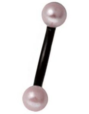 Svart Banan Ögonbrynspiercing med Rosa Pärlor- 1.2 x 8 mm