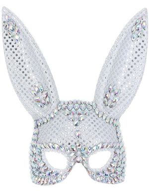 Sexy Sølvfarget Bunny Maske med Blanke Stener og Paljetter