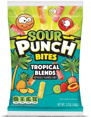 Sour Punch Bites Tropical - Sure Vingummtuber med Fruktsmak 142 gram (USA Import)