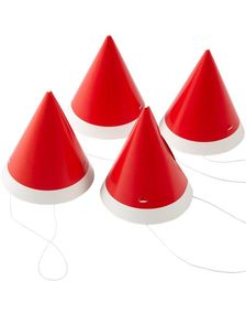 4 stk Røde og Hvite Mini Partyhatter