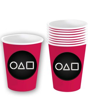 6 stk. Mørk Rosa Squid Game Pappkrus 370 ml