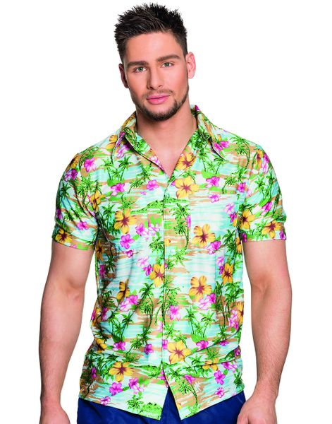 Blå Hawaii Kostymskjorta med Strandmotiv