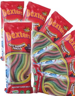 12 St Fizzy Rainbow Pencils / Godisstänger - Halal Certifierad - Hela Lådan