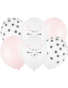 6 stk Ballonger 30 cm - med Diverse Kattemotiv