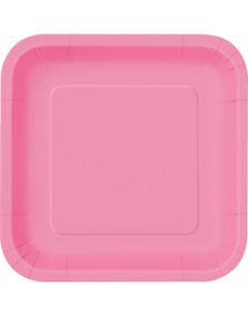 14 st Fyrkantiga Rosa Papptallrikar 22 cm