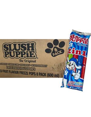 20 stk 8-Pakninger med Slush Puppie 2-i-1 Freeze Pops - Saft-Is med 4 Forskjellige Smaker 600 ml - Hel eske