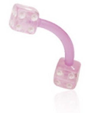 Banan Ögonbrynspiercing i Rosa med Tärningar 1.2 x 8 mm