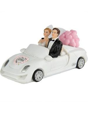 Brudparr i Cabriolet - Tårttopp 13 cm