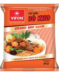 Vifon Bò Kho - Vietnamesisk Stil Instant Risnudler Grydestegt Okskött Smak 65 gram (Vietnam)