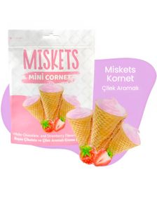 Miskets Mini Cornet White Chocolate & Strawberry - Mini Vaffelkjeks med Kremfyll 50 gram