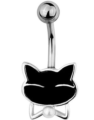 Kitten With Pearl Navelpiercing - Silverfärgad och Svart