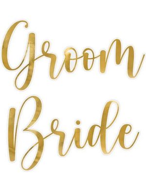 "Bride" og "Groom" Klistremerker i Gull